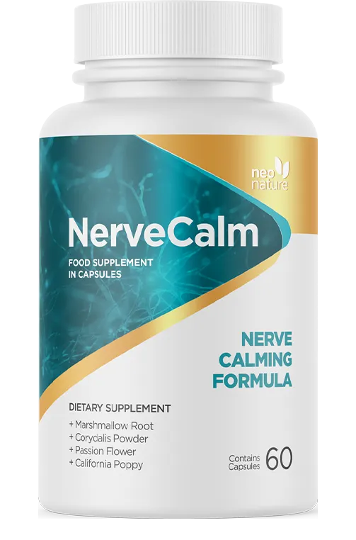 "NerveCalm supplement bottle for natural anxiety and stress relief