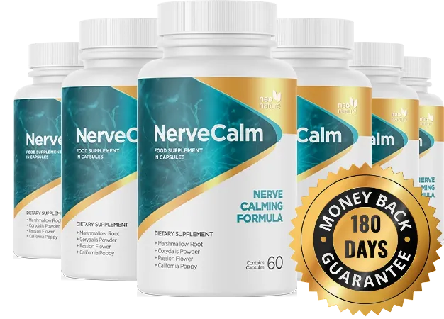 NerveCalm supplement bottle for natural anxiety and stress relief